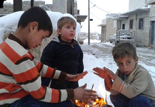 کودک مظلوم سوری در سرما