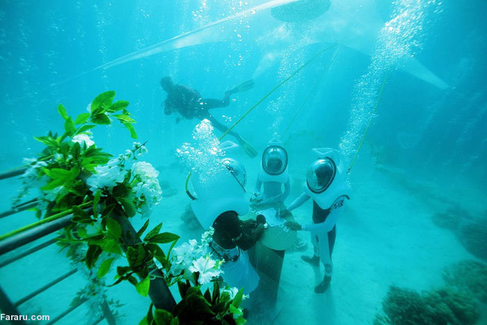 (تصاویر) جشن عروسی زیر آب