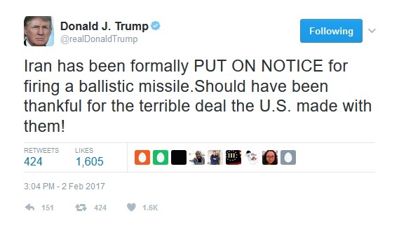 (عکس) جدیدترین توئیت ترامپ علیه ایران