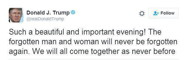 نخستین توییت ترامپ پس از پیروزی