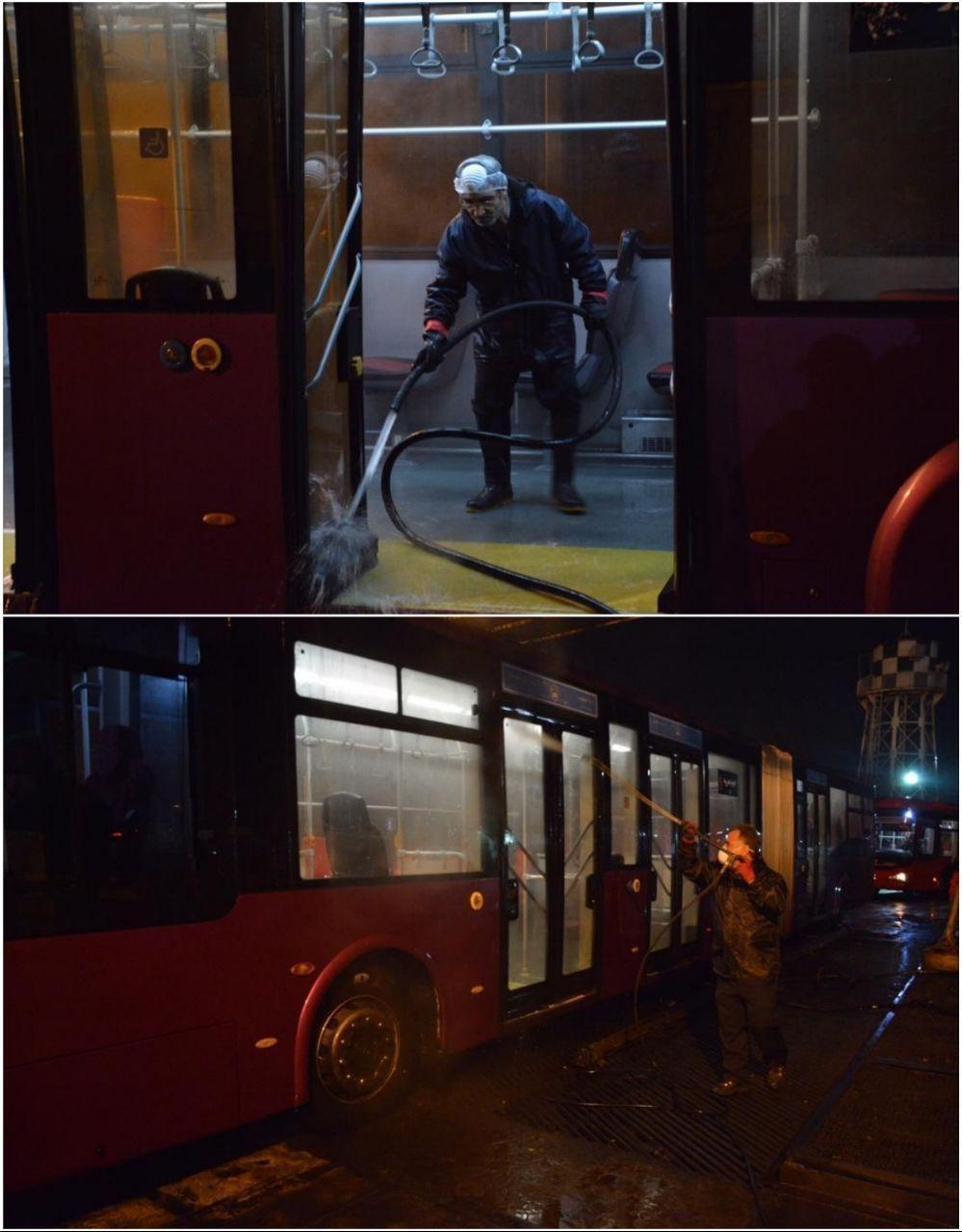 (تصاویر) ضدعفونی کردن اتوبوس‌های تهران