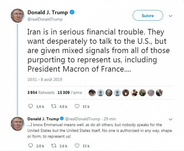 انتقاد ترامپ از مکرون: هیچ‌کس حق صحبت با ایران از جانب آمریکا را ندارد