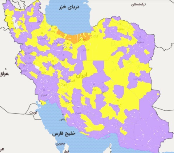 تازه ترین رنگ‌بندی کرونا 