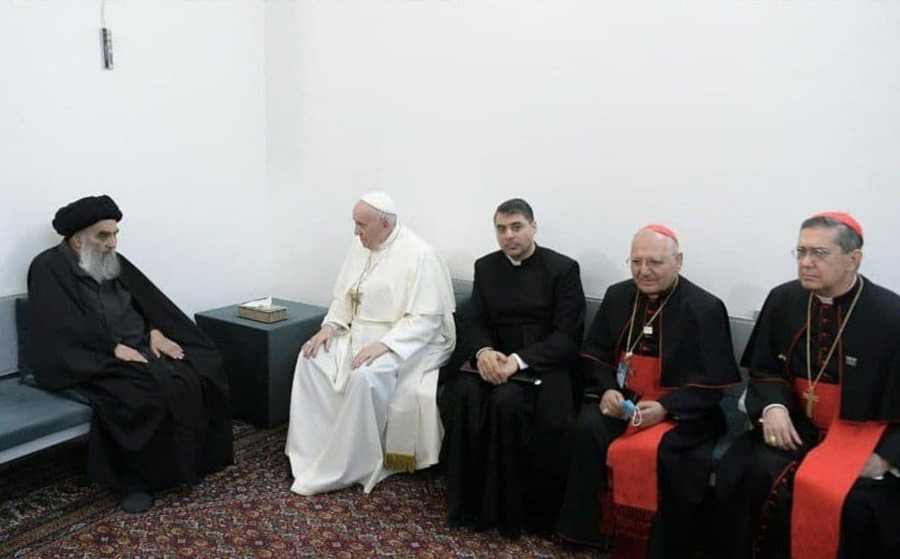 (تصاویر) دیدار پاپ با آیت‌الله سیستانی