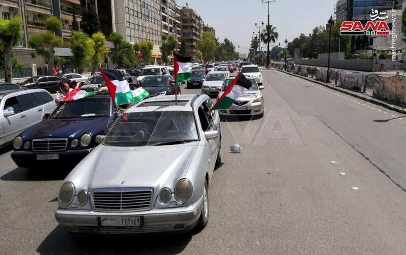 (تصاویر) کاروان خودرویی راهپیمایی روز قدس در سوریه