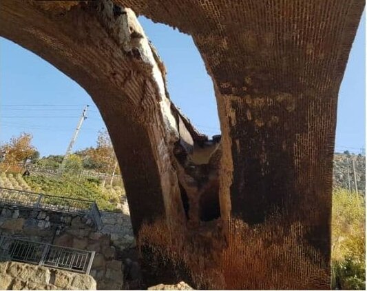 (تصاویر) قدیمی‌ترین سازه کرج فرو ریخت