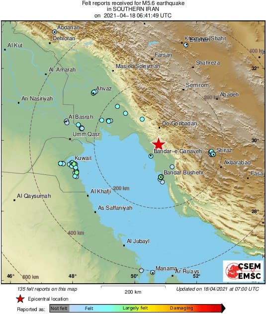 زمین‌لرزه‌ ۵.۹ ریشتری بوشهر و فارس را لرزاند