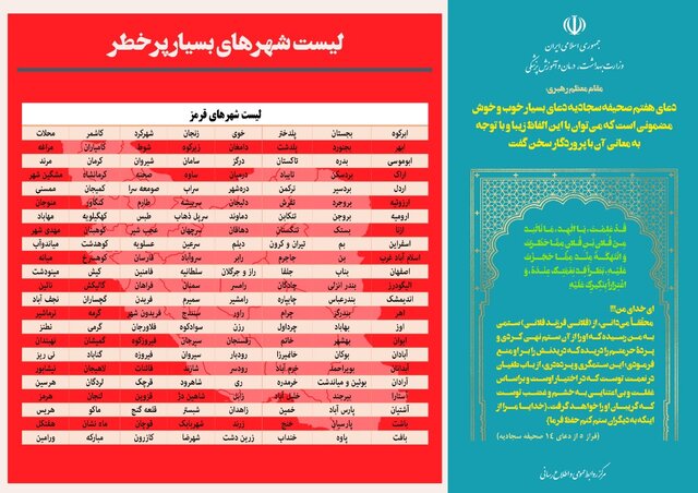 لیست جدید شهرهای قرمز