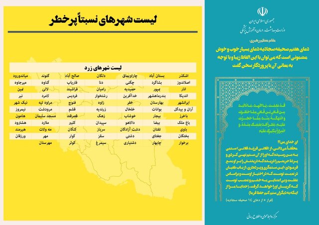 لیست جدید شهرهای قرمز