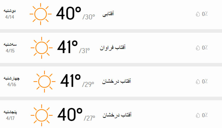 پیش‌بینی وضعیت آب و هوای تهران فردا سه شنبه ۱۹ تیر /////۱۴۰۰