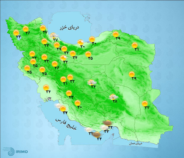 پیش‌بینی وضعیت آب و هوای تهران فردا سه شنبه ۱۹ تیر /////۱۴۰۰