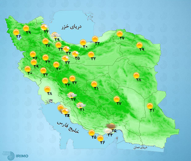 پیش‌بینی وضعیت آب و هوای تهران فردا چهارشنبه ۲۰ مرداد ////۱۴۰۰