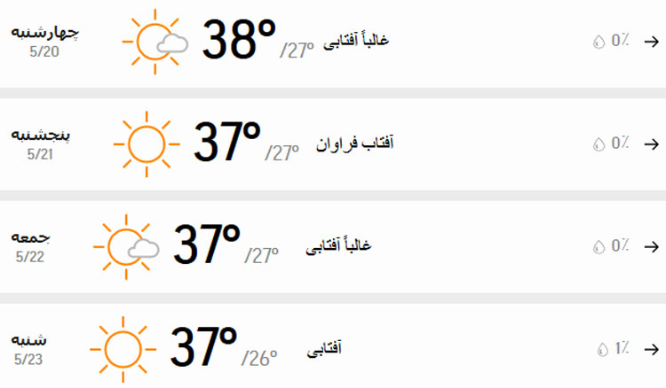 پیش‌بینی وضعیت آب و هوای تهران فردا پنج‌شنبه ۲۱ مرداد ////۱۴۰۰