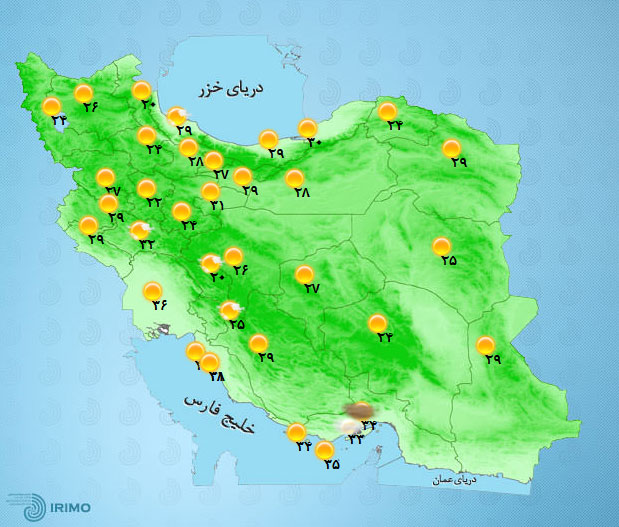 پیش‌بینی وضعیت آب و هوای تهران فردا سه‌شنبه ۹ شهریور ///////۱۴۰۰