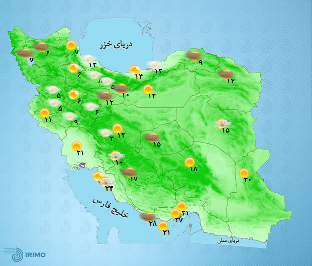 پیش‌بینی وضعیت آب و هوای تهران فردا چهارشنبه ۳ آذر ۱۴۰۰////