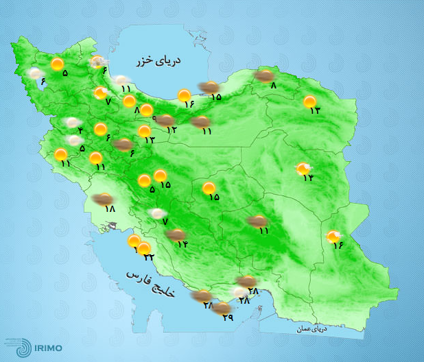 پیش‌بینی وضعیت آب و هوای تهران فردا پنجشنبه ۴ آذر /////۱۴۰۰