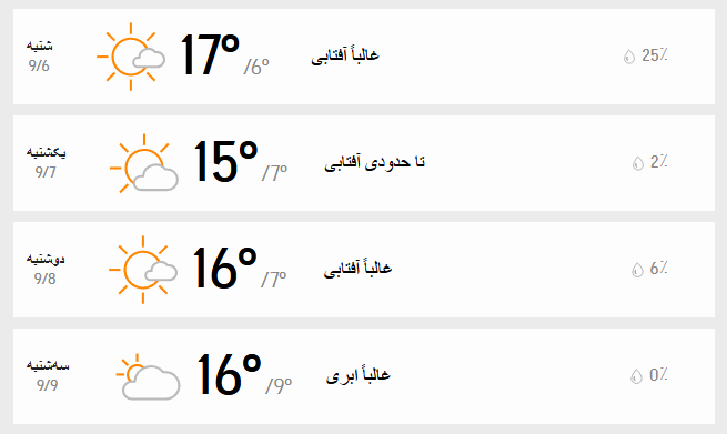 پیش‌بینی وضعیت آب و هوای تهران فردا یکشنبه ۷ آذر ////۱۴۰۰