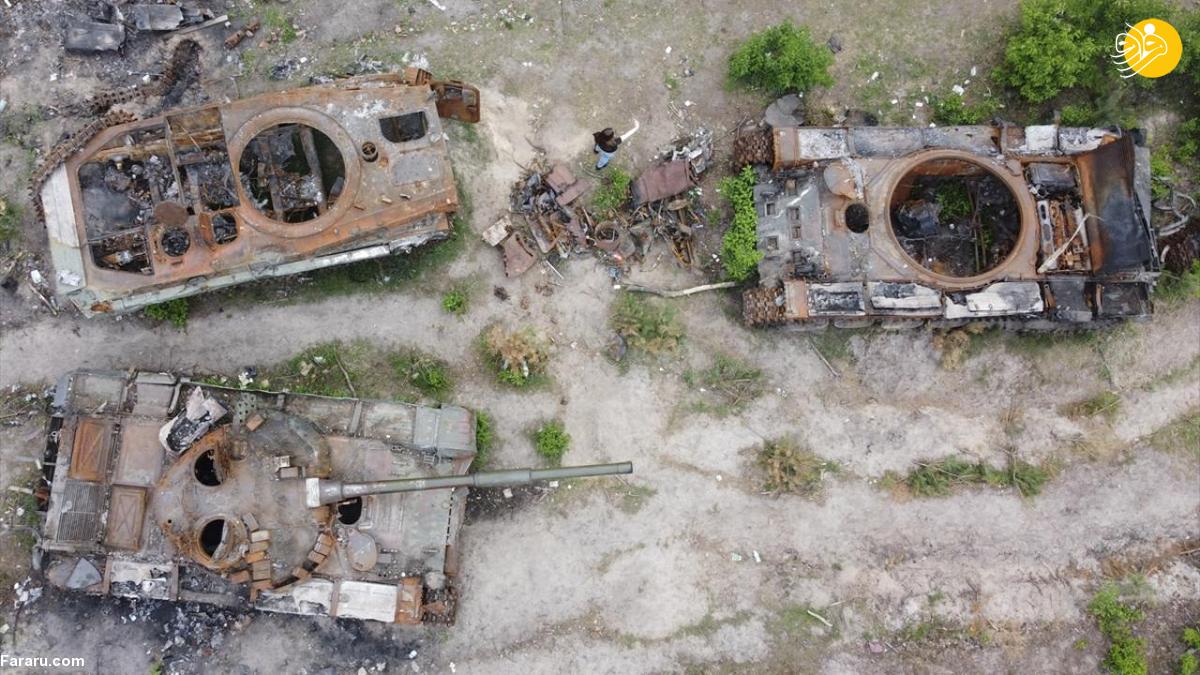 (تصاویر) گورستان تانک‌های ارتش روسیه در اوکراین