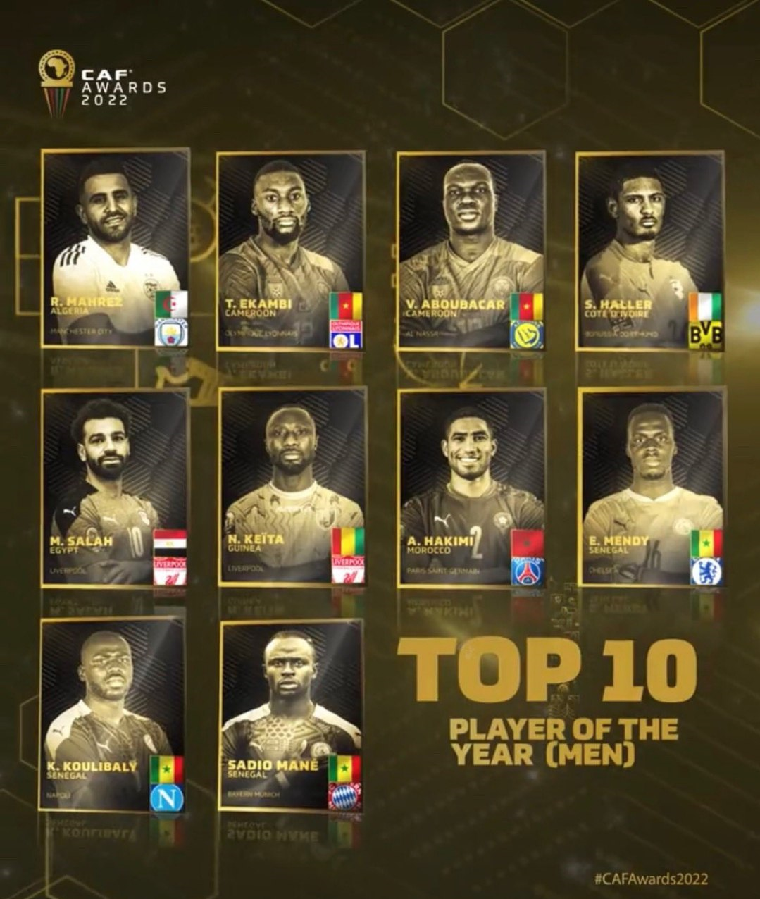 (عکس) نامزدهای دریافت عنوان برترین بازیکن سال آفریقا