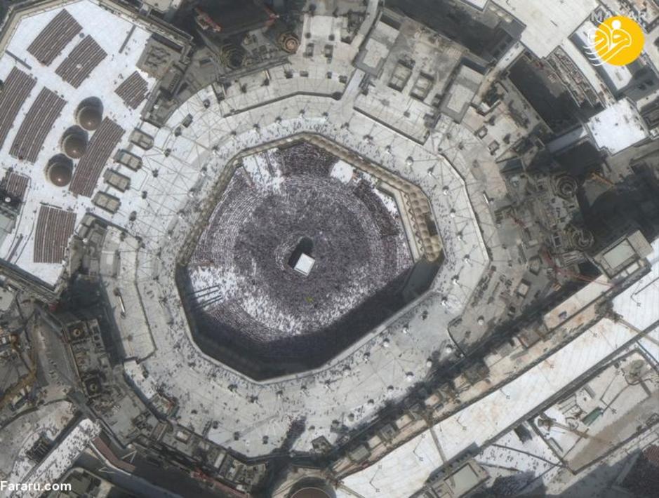 پیش از کرونا؛ عکس ماهواره ای از کعبه در شهر مکه 14 فوریه 2020
