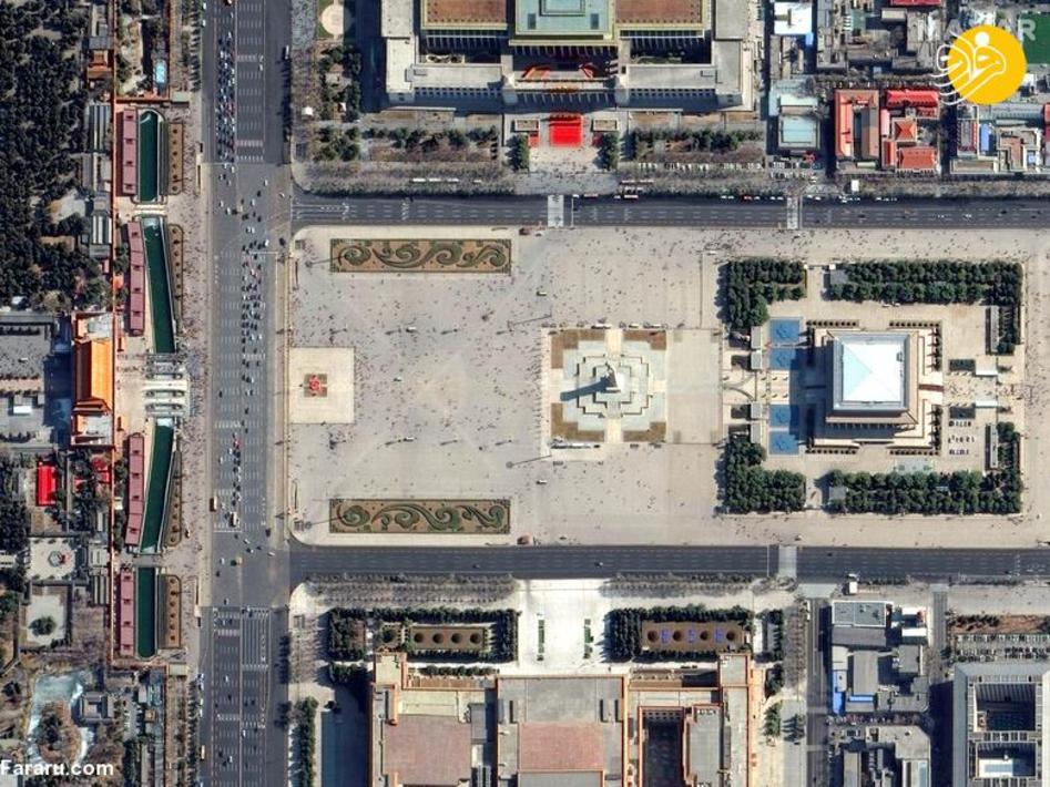 پیش از کرونا؛ عکس ماهواره ای از میدان تیان‌آن‌من در چین

