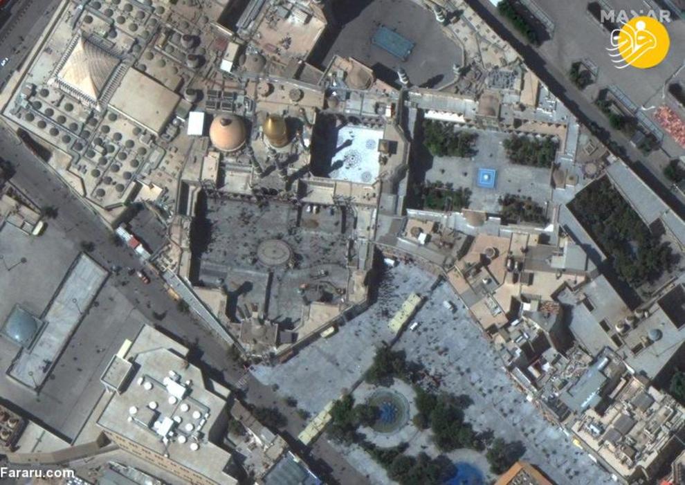 پیش از کرونا؛ عکس ماهواره ای از حرم حضرت معصومه(س) در شهر قم ایران

