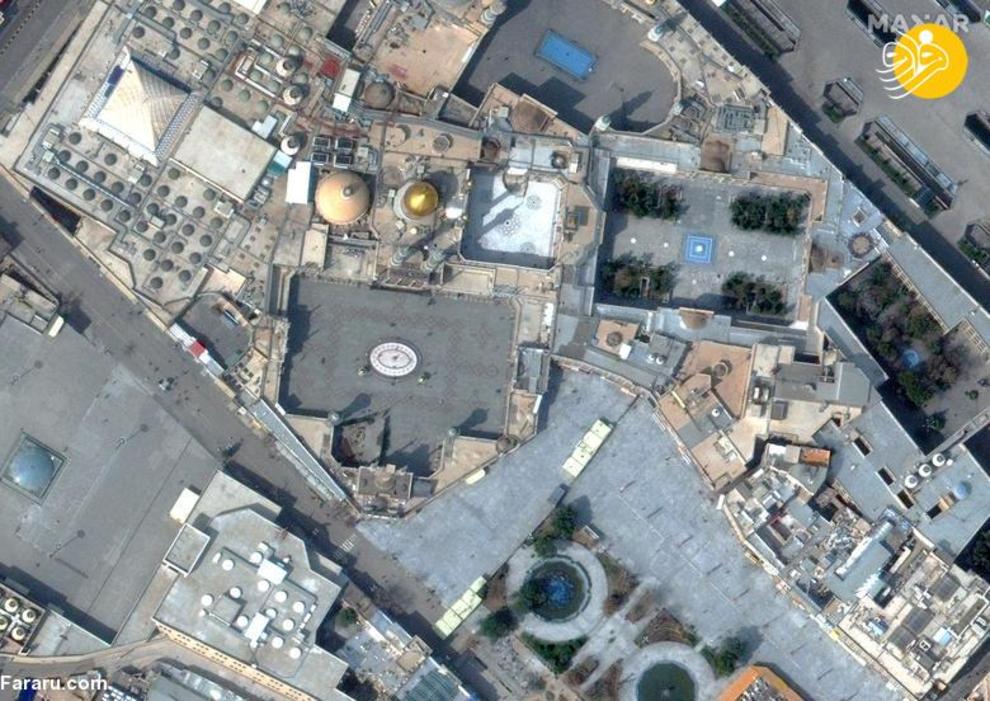 بعد از کرونا؛ عکس ماهواره ای از حرم حضرت معصومه(س) در شهر قم ایران