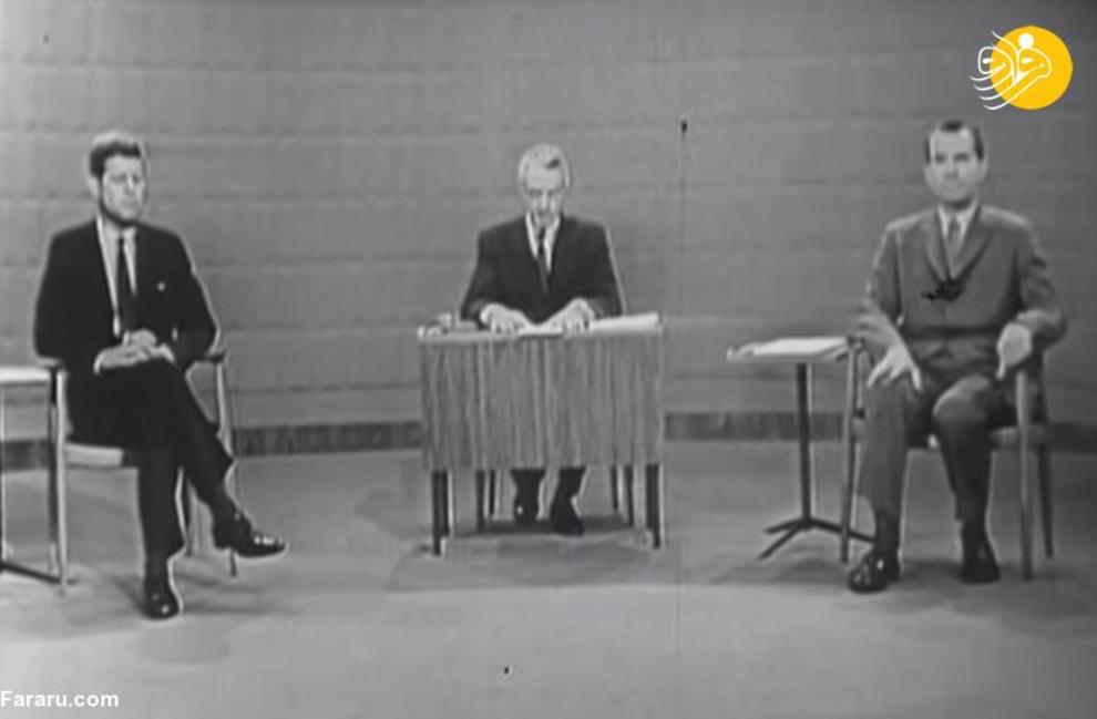 سال 1960: اولین مناظره تلویزیونی بین جان اف کندی نامزد حزب دموکرات و ریچارد نیکسون نامزد جمهوریخواه برگزار شد . در نهایت کندی رئیس جمهور آمریکا شد.
