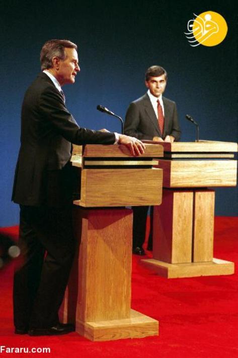 سال 1988: مناظره بین جورج دبلیو بوش جمهوریخواه با مایکل دوکاکیس نامزد دموکرات برگزار شد و بوش در انتخابات پیروز شد.