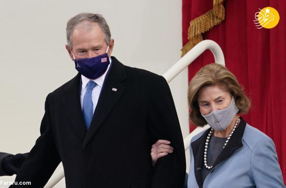جورج دبلیو بوش رئیس جمهور سابق آمریکا و همسرش لورا بوش