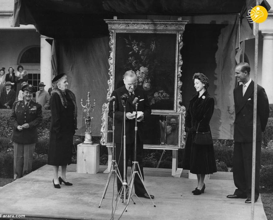دیدار ملکه الیزابت و پرنس فیلیپ با هری ترومن رئیس جمهور آمریکا در نوامبر 1951
