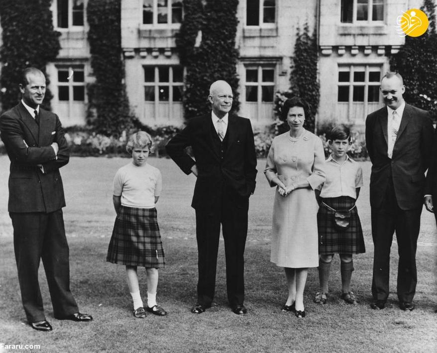 دیدار ملکه انگلیس و شاهزاده فیلیپ با دویت آیزنهاو رئیس جمهور آمریکا در سپتامبر 1959