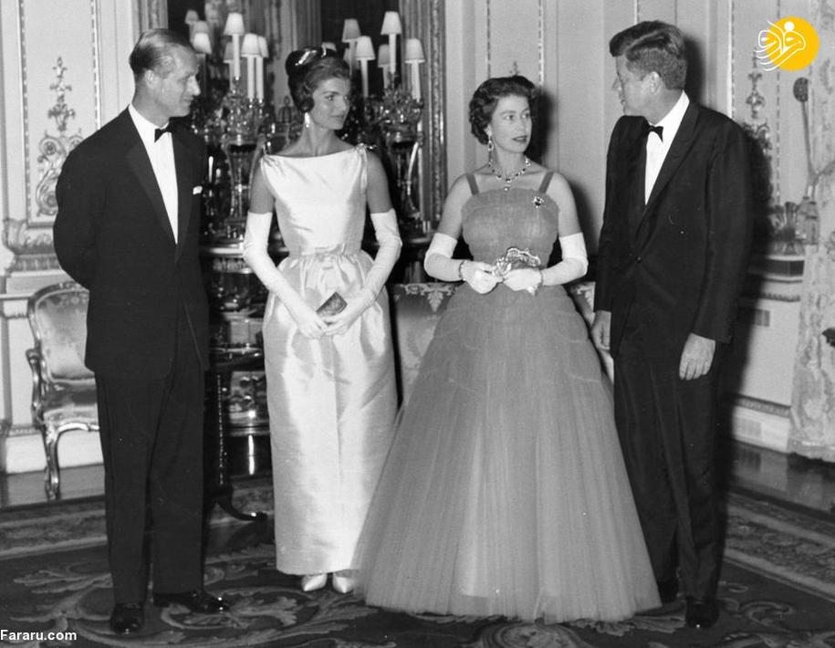 دیدار جان اف کندی رئیس جمهور آمریکا و همسرش ژاکلین کندی با ملکه الیزابت و شاهزاده فیلیپ در ژوئن 1961